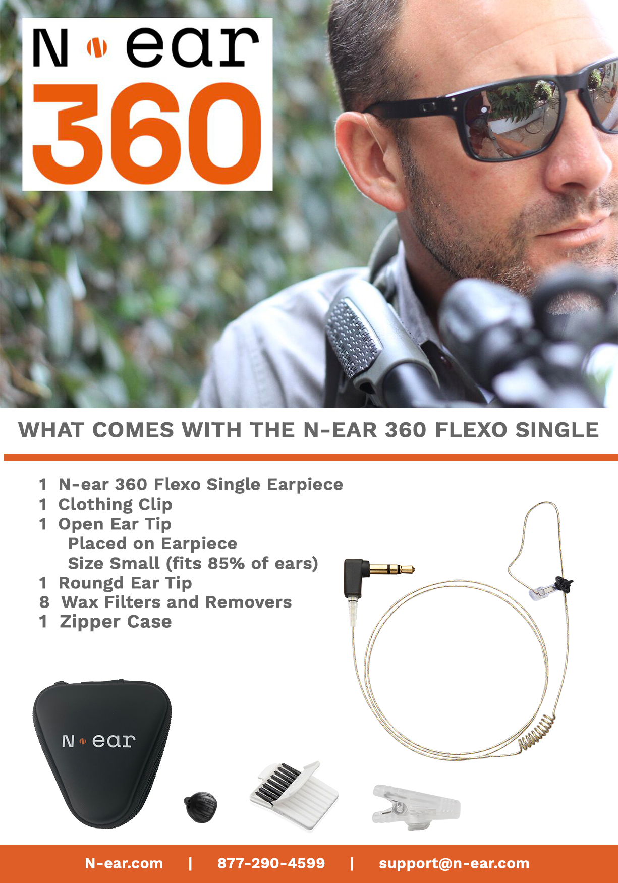 N•EAR 360 FLEXO™ SINGLE EAR EARPIECE